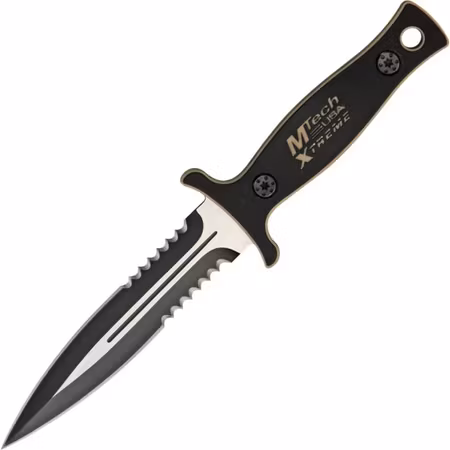 Sylvass Dolk med svart Micarta handtag & tandat knivblad