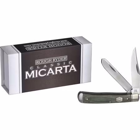 Fickkniv med dubbla vassa knivblad och micarta handtag.