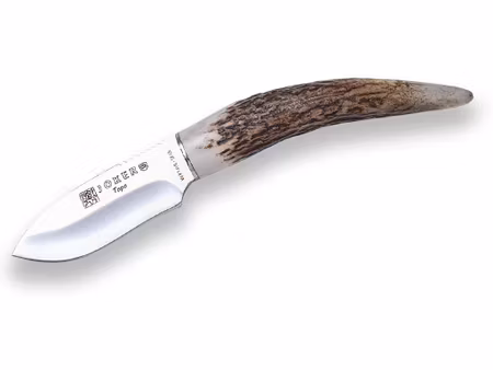 Jaktkniv med fast blad & äkta brun läder slida