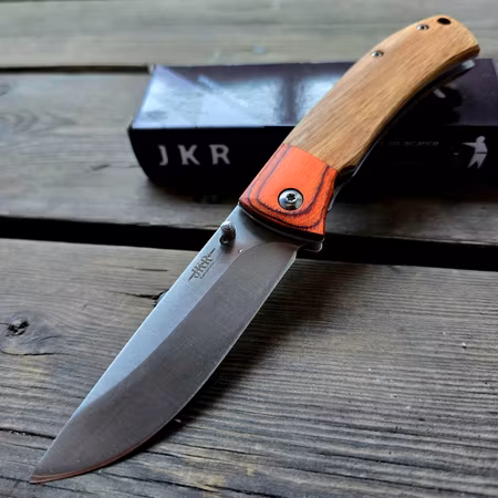 EDC Fällkniv med Zebrano trä och pakkawood