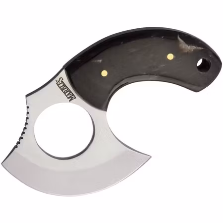 Kraftfull Ulu med handtag av svart djurhorn