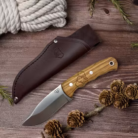 Cudeman Sorrel – Handgjord Jaktkniv 21 cm (Olivträ)