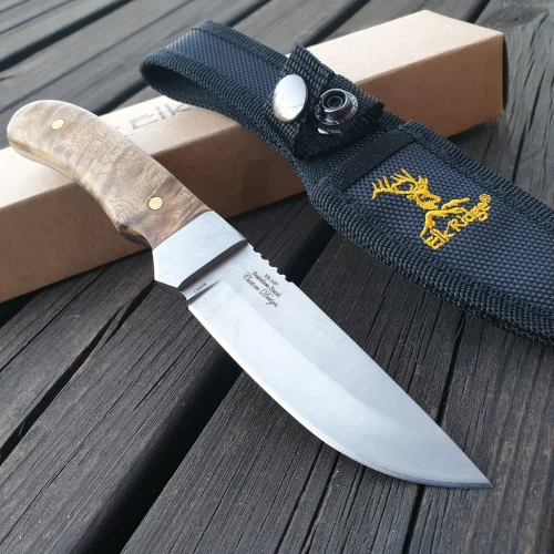 Liten Allroundkniv med fast blad & Burlwood – 20 cm | Knivmagasinet