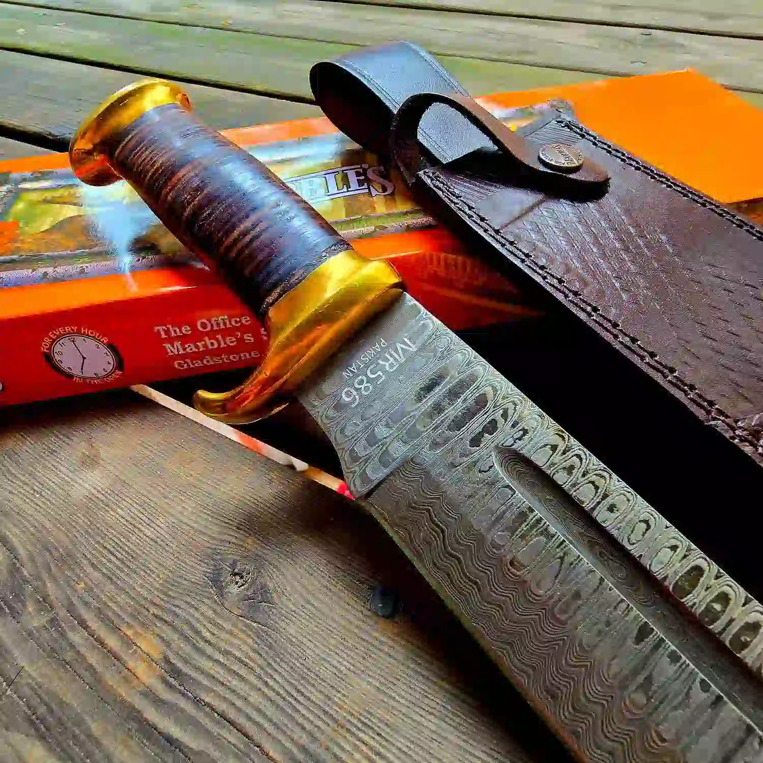 Marbles Enorm Bowiekniv 43cm Damaskusstål | Knivmagasinet