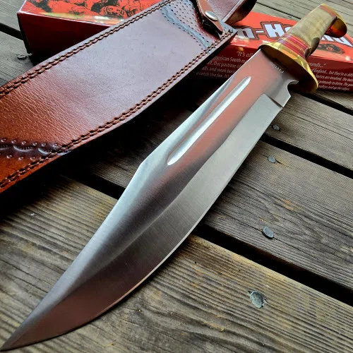 Enorm Bowiekniv | Brun/Röd Pakkawood, 45 cm