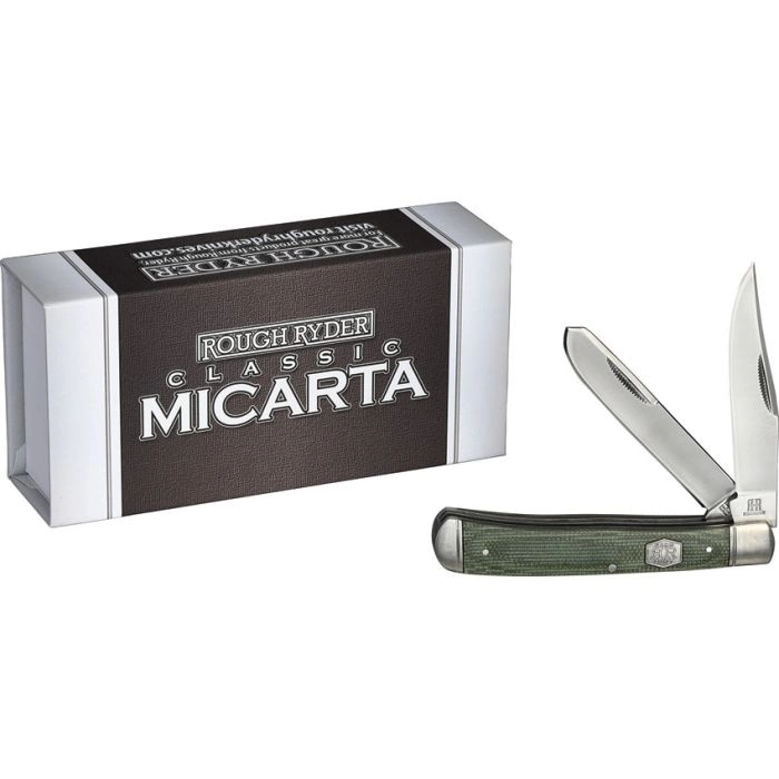 Köp Fickkniv med Dubbla Blad & Grönt Micarta | Knivmagasinet