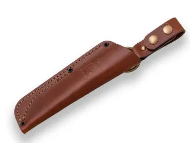 Handgjord Joker Bushlord bushcraftkniv 11,5 cm i valnöt – full tang med läderslida