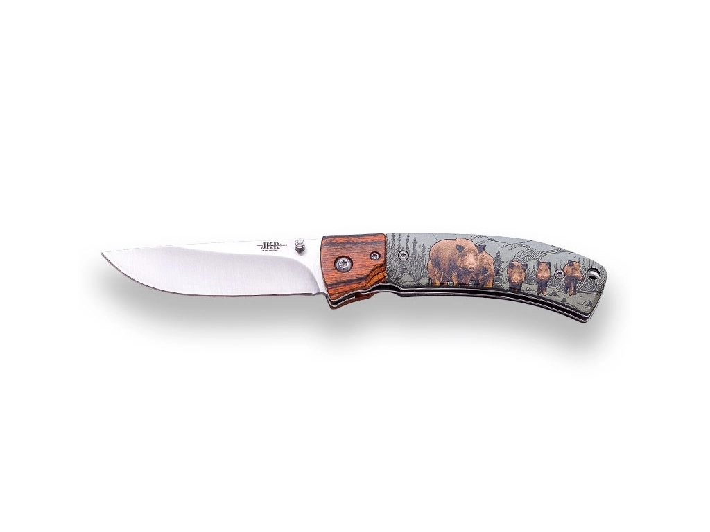 JKR Fällkniv 20 cm med 3D Björnmotiv – Lockback-lås – Knivmagasinet