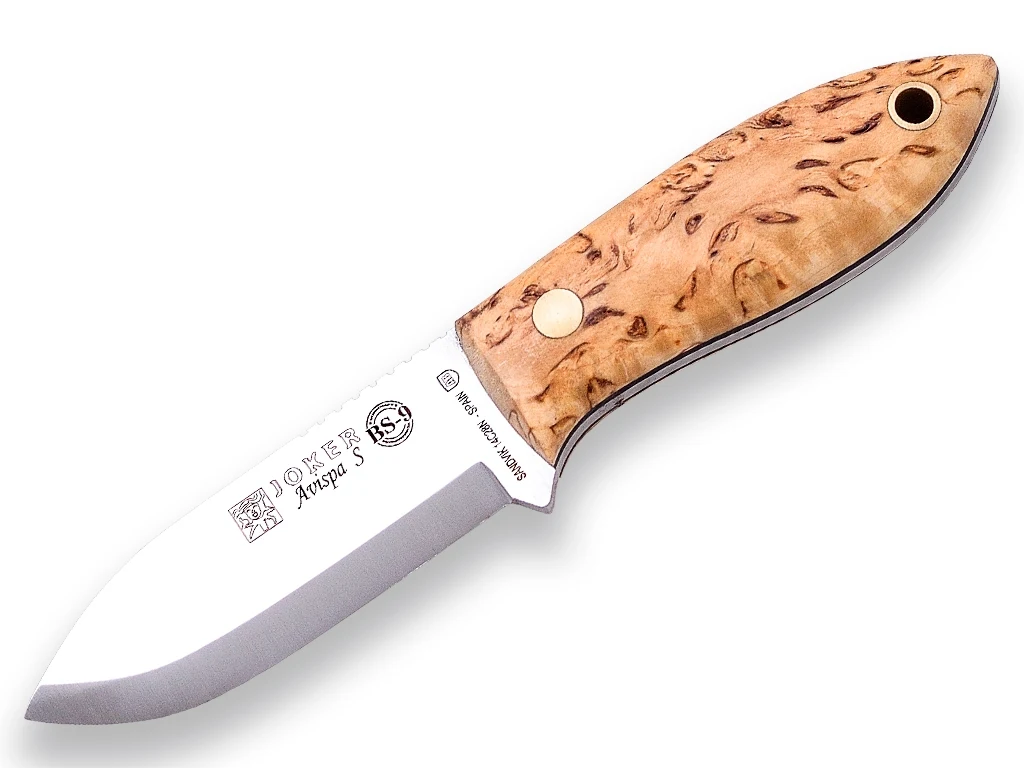 Joker Avispa S Bushcraftkniv | Sandvik 14C28N & Masurbjörk