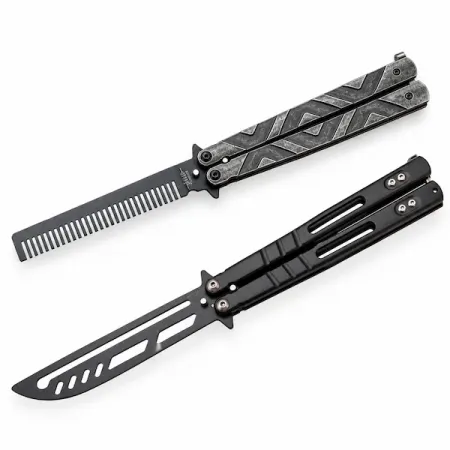 Butterfly Träningskniv Set 2 st | Balisong Trainer & Hair Comb