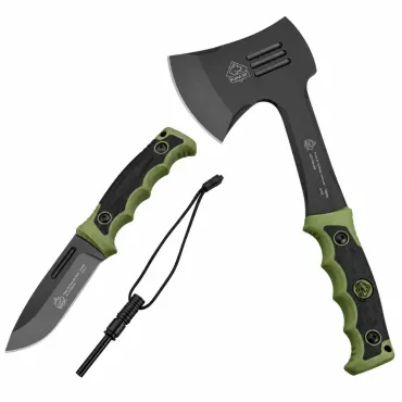 PUMA XP friluftsset – friluftskniv 12 cm med eldstål & packbar yxa