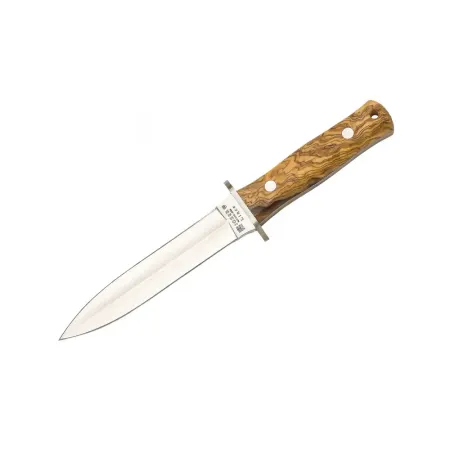 Handgjord Joker Lince avfångstkniv 15 cm i olivträ – stickkniv med läderslida