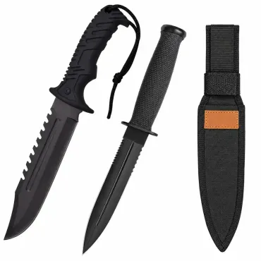 M-Tech knivset för jakt och friluftsliv – avfångstkniv 16,5 cm och kraftig friluftskniv 18,7 cm