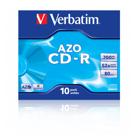 Verbatim Cd-r AZO 52x Crystal overflate 10 stk i jewelcase
