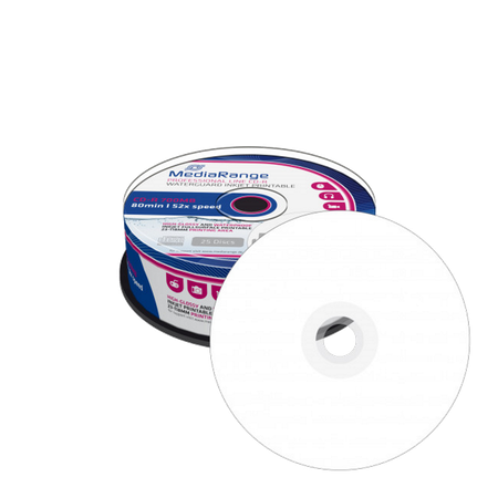 Mediarange (Falcon) cd-r glanset vannfast hvit printbar 25 stk