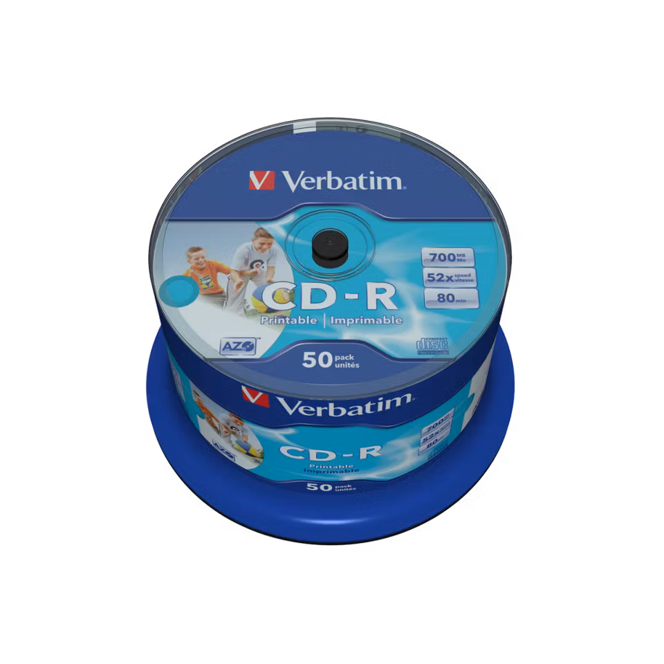Verbatim CD-R printbar hvit Plus 52X 50 stk