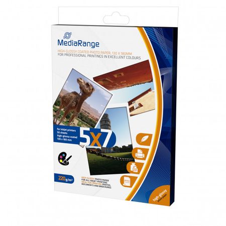 Mediarange fotopapir glanset 220gr 13x18 cm 50 ark