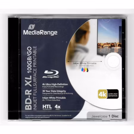 Mediarange PRO BD-R 100GB 4x hvit printbar jewel case 1 stk