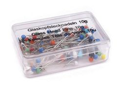 S589 Knappnålar med glashuvud 90 st (1/12 fp)