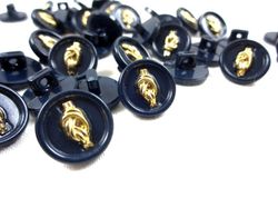 K029 Knapp 14 mm Knut mörkblå/guld
