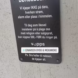 Skilt for dørselgere