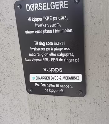 Skilt for dørselgere