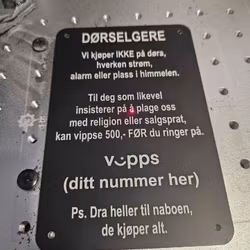 Skilt for dørselgere