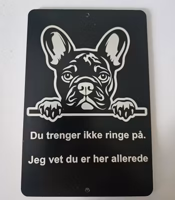 Fransk bulldog (frenchie)  dørskilt