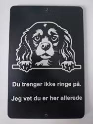 Cavalier king charles spaniel dørskilt