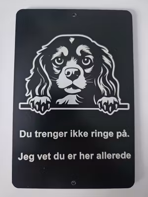 Cavalier king charles spaniel dørskilt