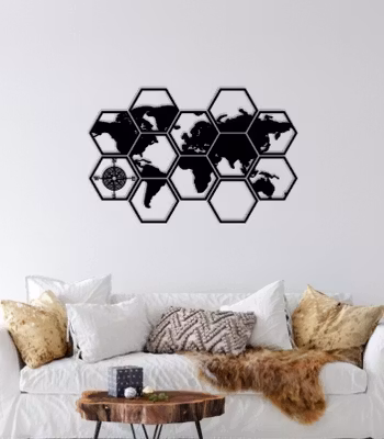 Verdenskart hexagon fliser