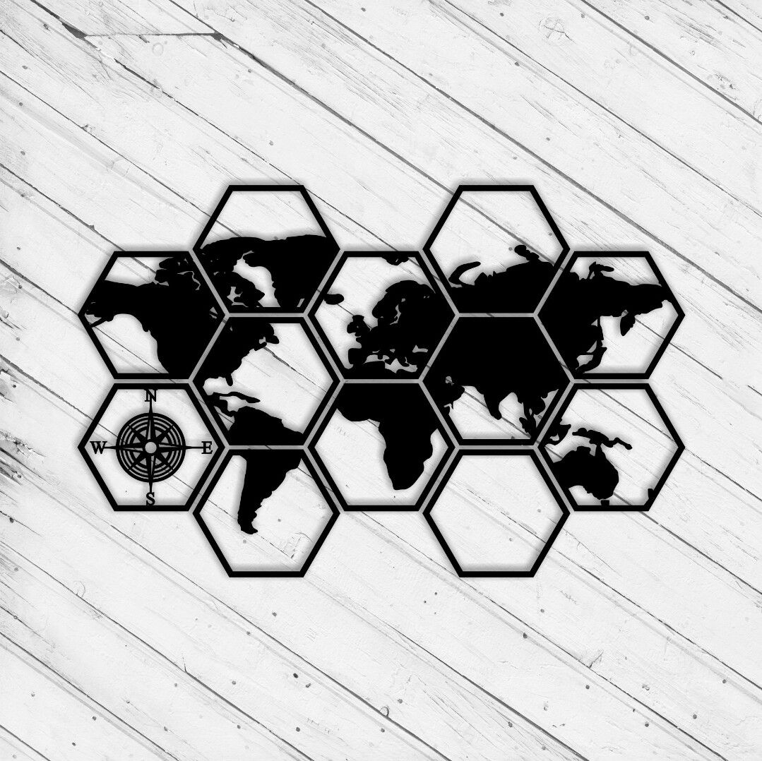 Verdenskart hexagon fliser