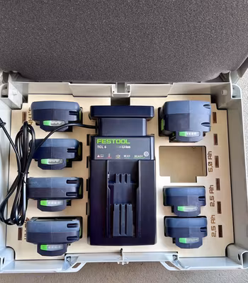 Festool systainer lagring for batterier og lader