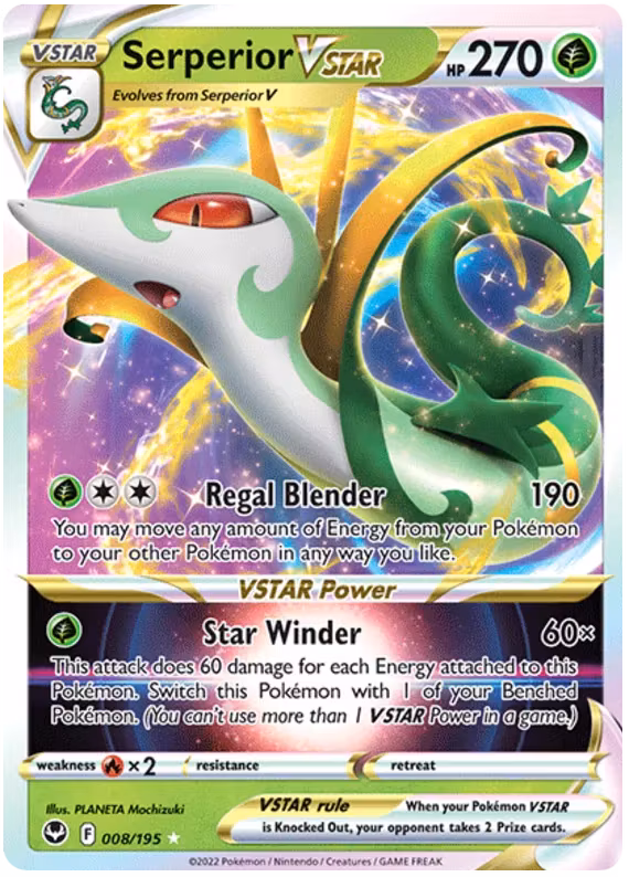 Serperior VSTAR - 008/195 - Ultra Rare - Silver Tempest