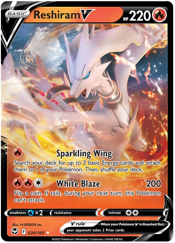 Reshiram V - 024/195 - Ultra Rare - Silver Tempest