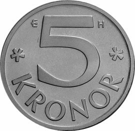 5 kr Carl XVI Gustaf 1976-2009
