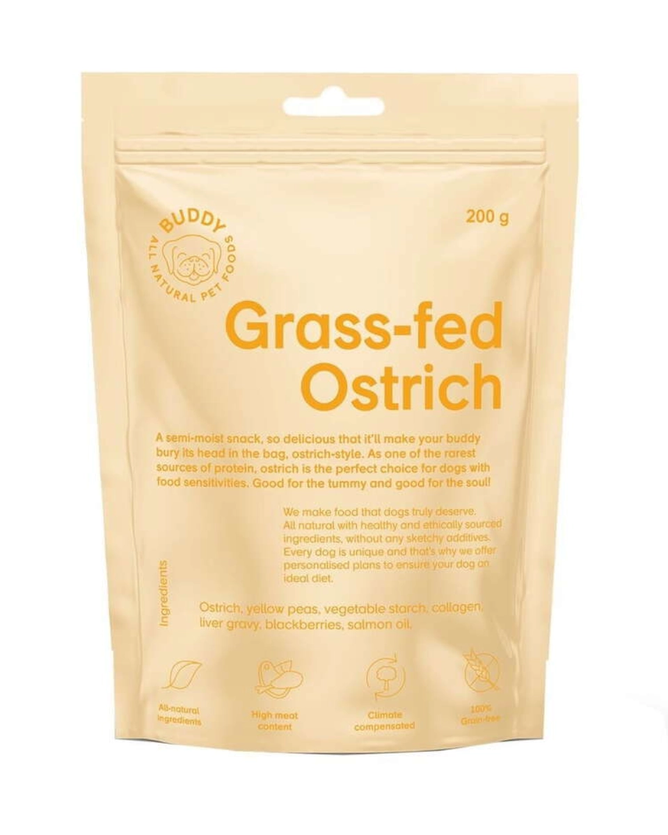 Buddy Grass-fed Ostrich 200g Hundgodis