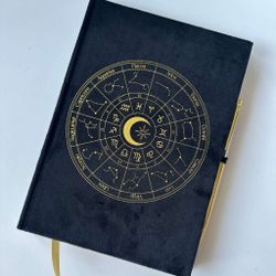 Anteckningsblock med Obsidianpenna - Astrologihjul