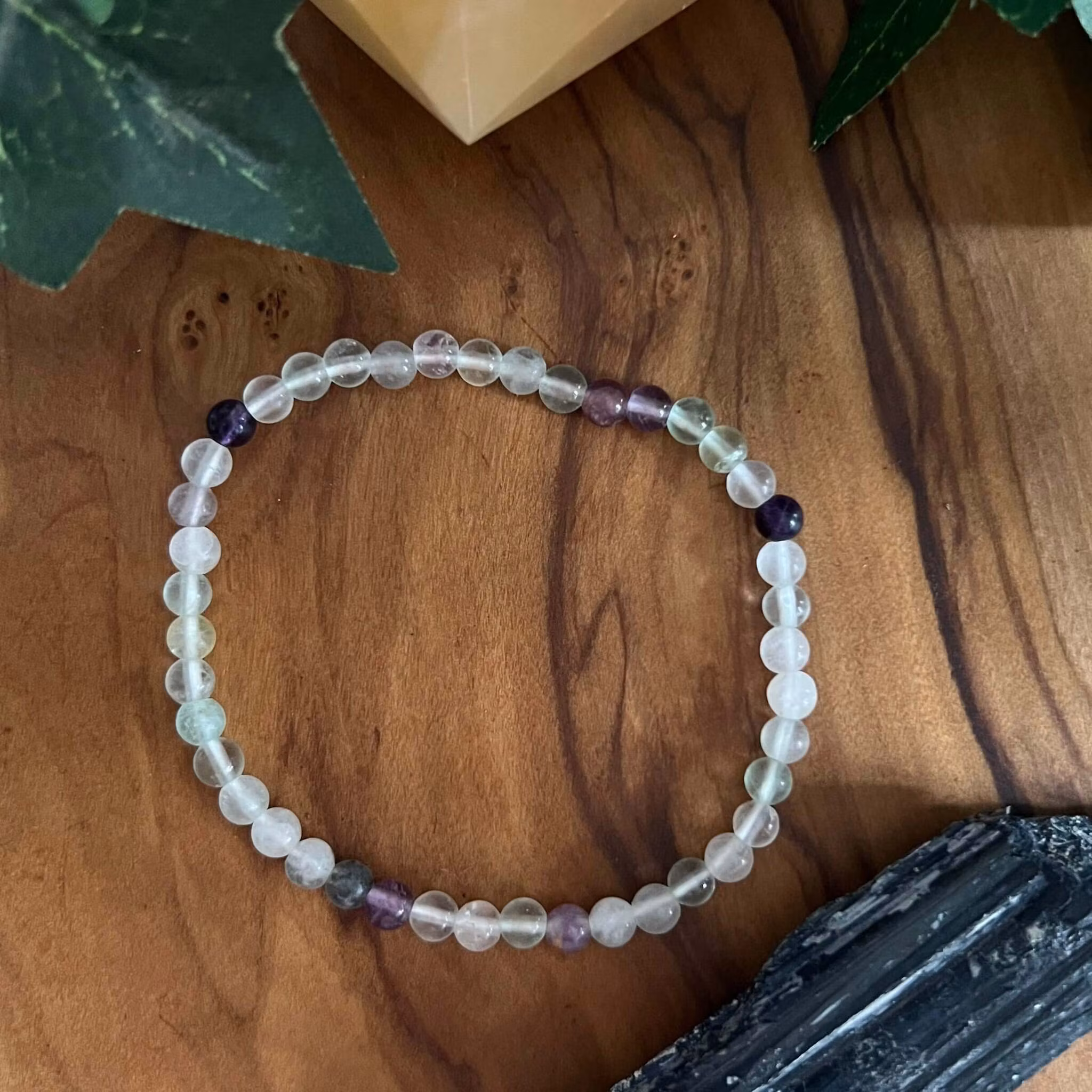 Fluorit armband 4mm runda stenar