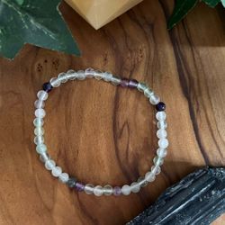 Fluorit armband 4mm runda stenar