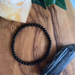 Obsidian armband 4mm runda stenar