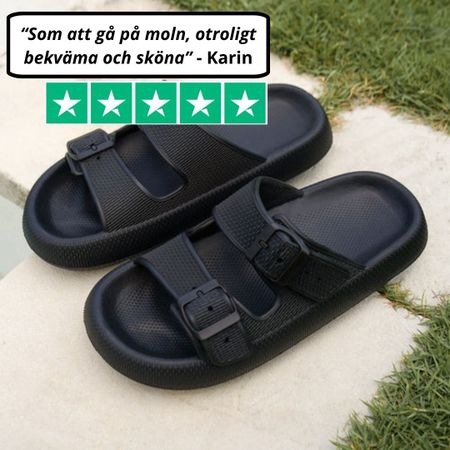 Mjuka stötdämpande moln tofflor (svart)