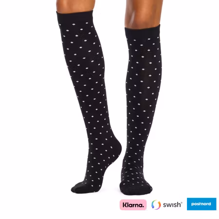 Kompressionsstrumpor (Vita prickar)