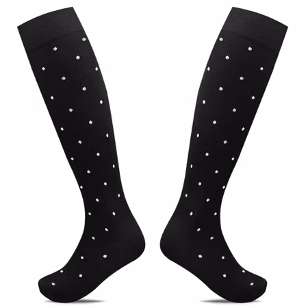 Kompressionsstrumpor (Vita prickar)