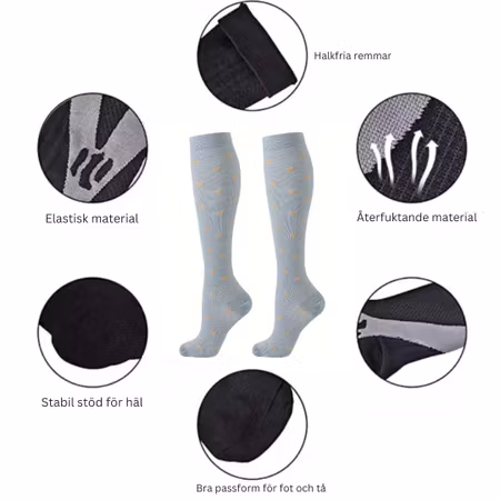 Kompressionsstrumpor (Gula hjärtan)