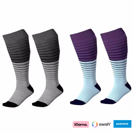 Kompressionsstrumpor XXL (Grå/Lila)