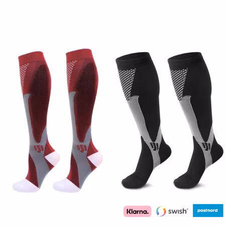 Stödstrumpor sport 2-pack (Röd/Svart)