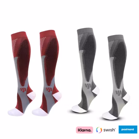 Stödstrumpor sport 2-pack (Röd/Grå)