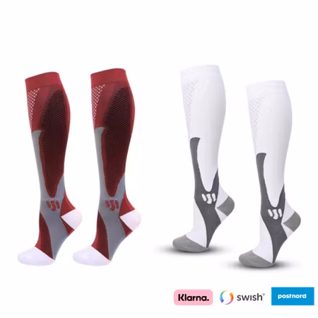 Stödstrumpor sport 2-pack (Röd/Vit)