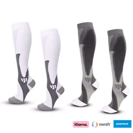 Stödstrumpor sport 2-pack (Vit/Grå)